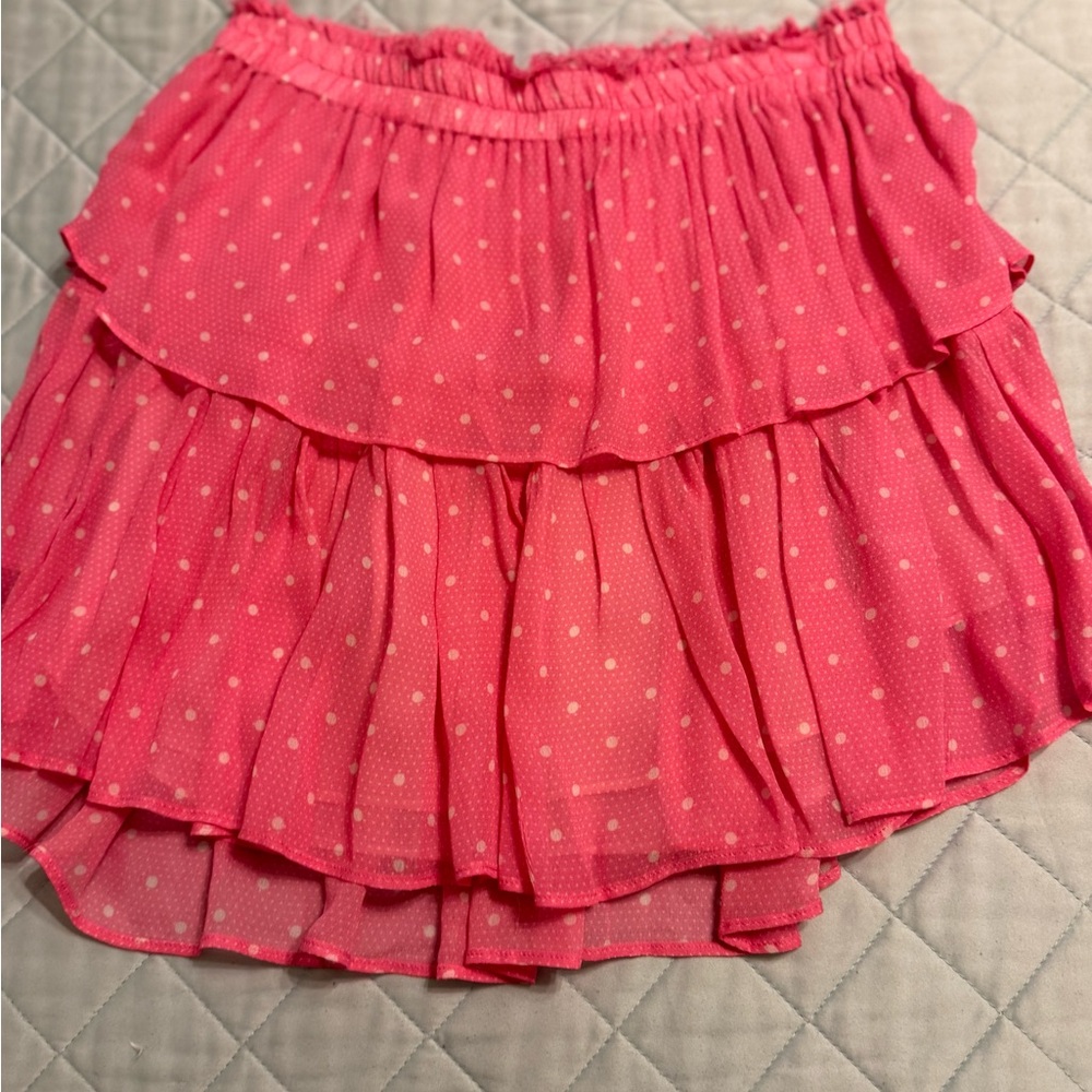 LoveShackFancy Pink Ruffled Mini Skirt